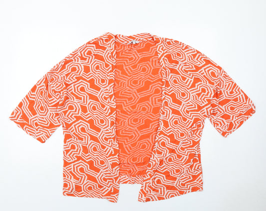 NEXT Womens Orange V-Neck Geometric Viscose Cardigan Jumper Size M