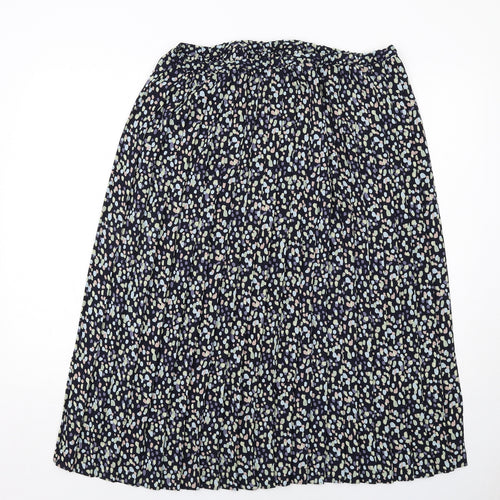 Marks and Spencer Womens Blue Geometric Polyester A-Line Skirt Size 16