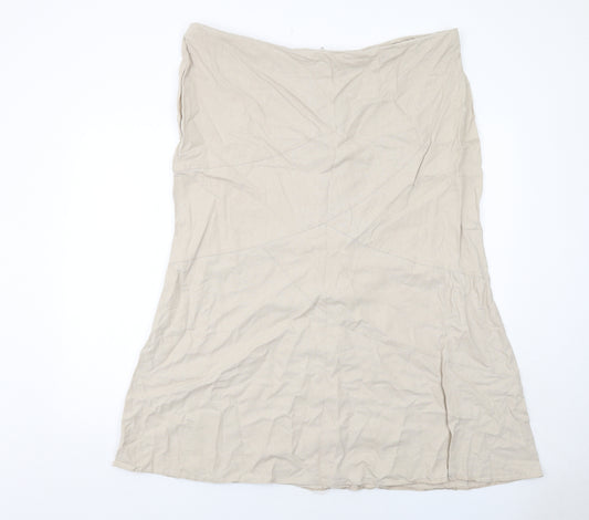 New Look Womens Beige Linen A-Line Skirt Size 22 Zip