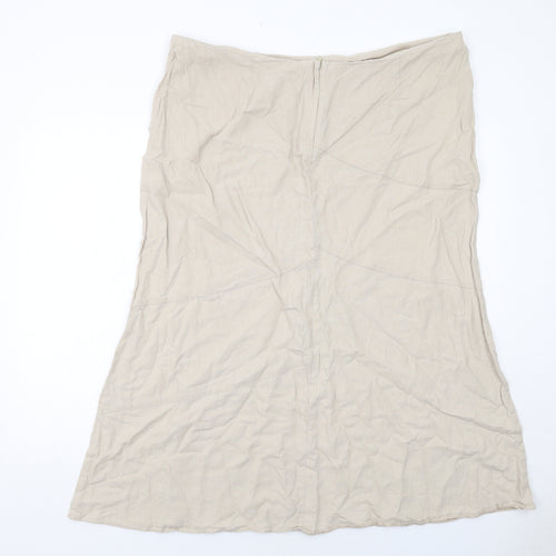 New Look Womens Beige Linen A-Line Skirt Size 22 Zip