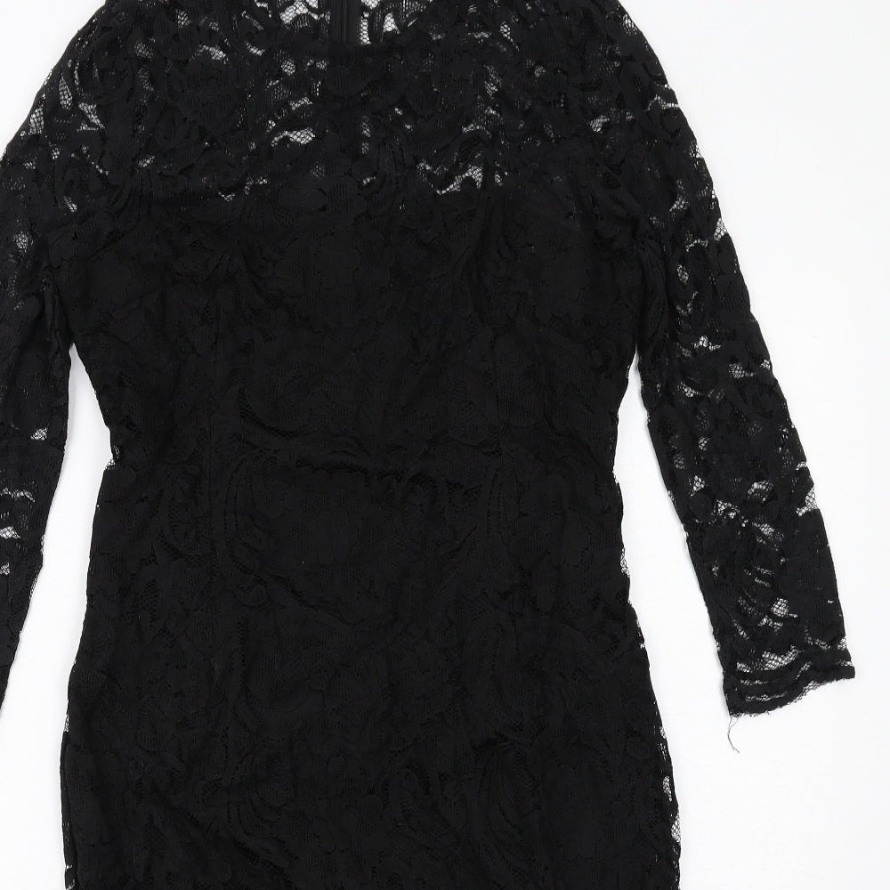 AX Paris Womens Black Polyester Shift Size 16 Round Neck Zip