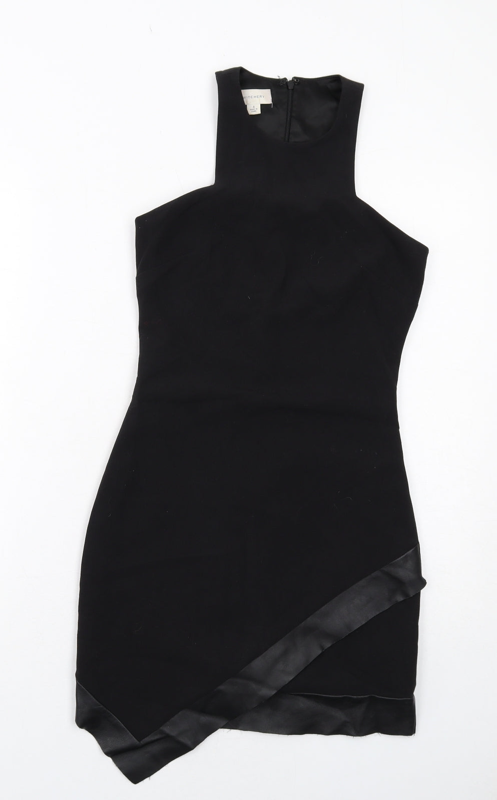 Witchery Womens Black Polyester Shift Size 4 Round Neck Zip