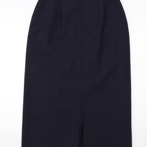 Viyella Womens Blue Polyester A-Line Skirt Size 14 Zip