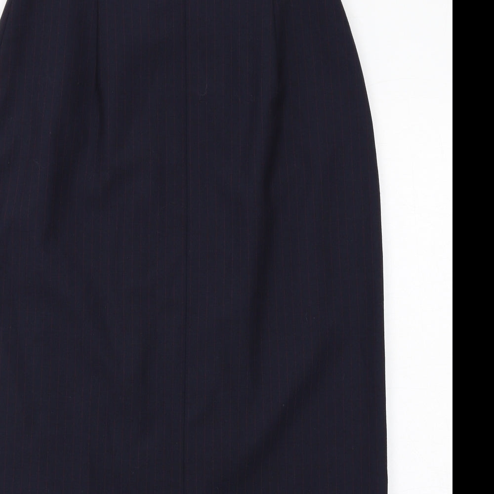 Viyella Womens Blue Polyester A-Line Skirt Size 14 Zip