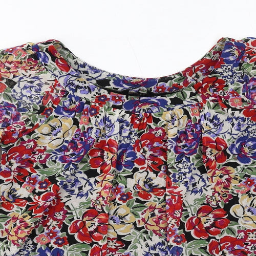 Dunnes Stores Womens Multicoloured Floral Polyester Basic Blouse Size 8 Round Neck