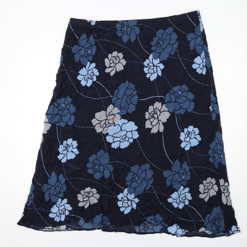 Ann Harvey Womens Blue Floral Viscose Swing Skirt Size 22