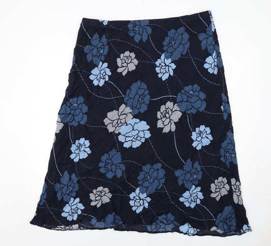 Ann Harvey Womens Blue Floral Viscose Swing Skirt Size 22