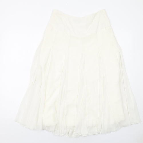 Coast Womens White Polyester Swing Skirt Size 10 Zip