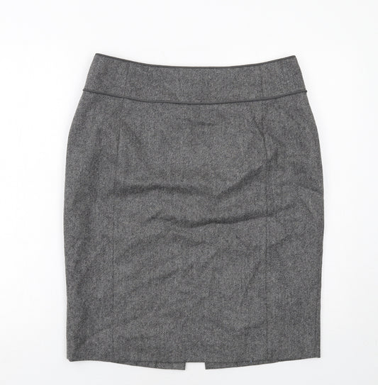 L.K. Bennett Womens Grey Wool A-Line Skirt Size 14 Zip
