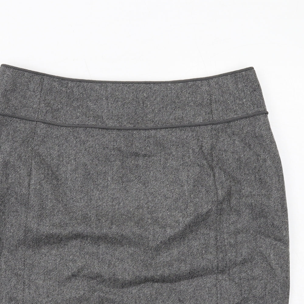 L.K. Bennett Womens Grey Wool A-Line Skirt Size 14 Zip
