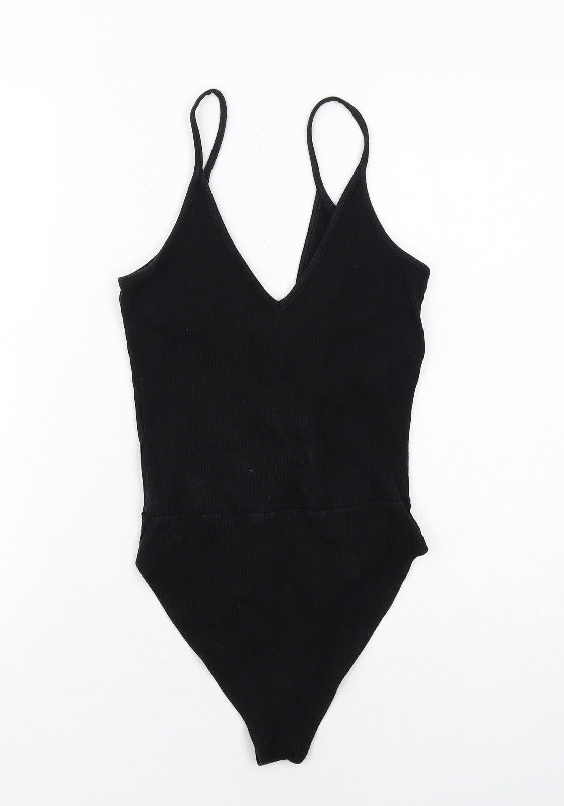 River Island Womens Black Cotton Bodysuit One-Piece Size 8 Snap