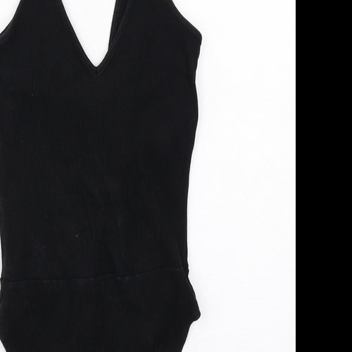 River Island Womens Black Cotton Bodysuit One-Piece Size 8 Snap