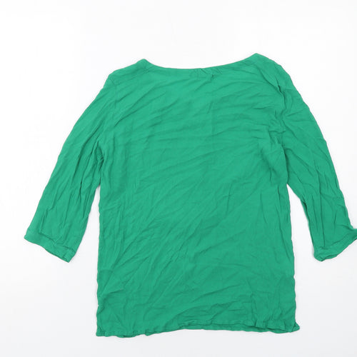 Promod Womens Green Viscose Basic T-Shirt Size 8 V-Neck