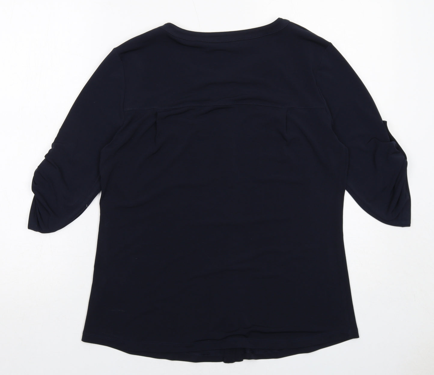 Ellen Tracy Womens Blue Polyester Basic Button-Up Size M V-Neck