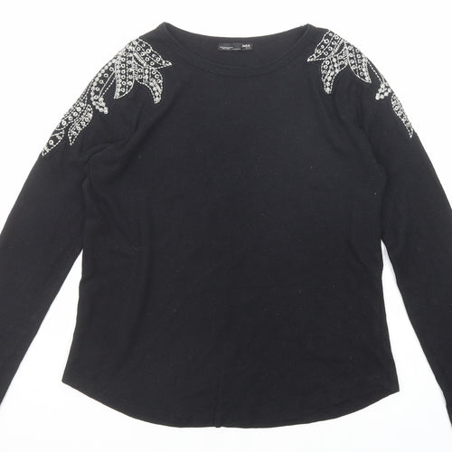 Zara Womens Black Round Neck Acrylic Pullover Jumper Size M