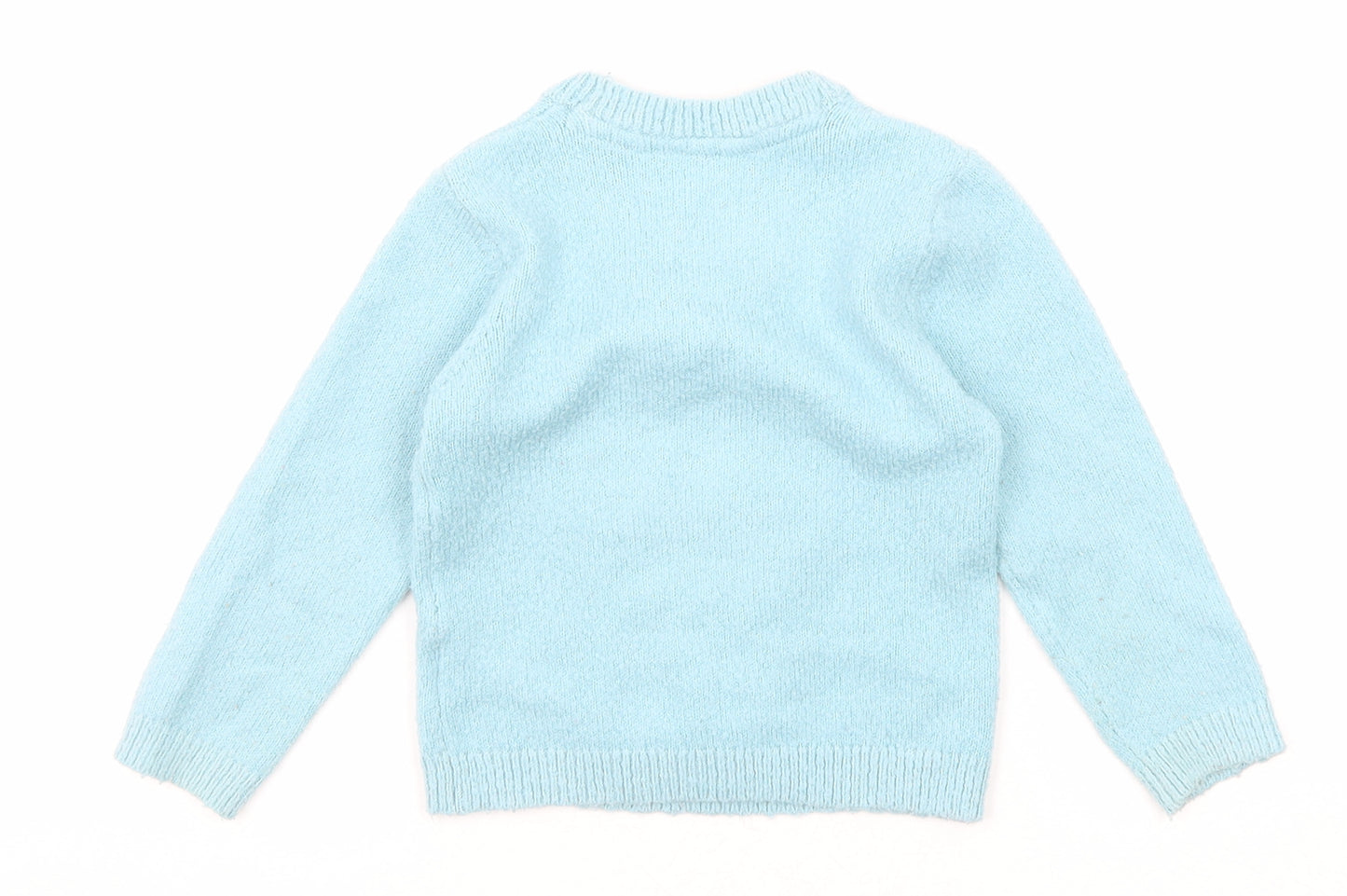 Marks and Spencer Girls Blue Round Neck Acrylic Pullover Jumper Size 2-3 Years Pullover - Pinguin