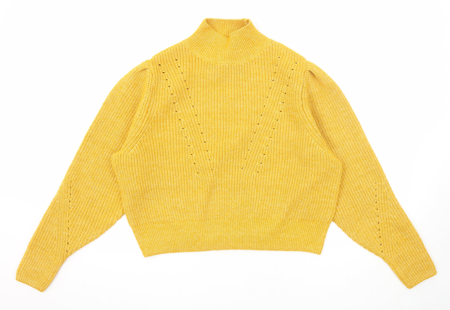 H&M Womens Yellow High Neck Polyester Pullover Jumper Size L