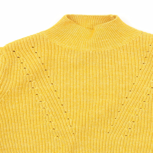 H&M Womens Yellow High Neck Polyester Pullover Jumper Size L