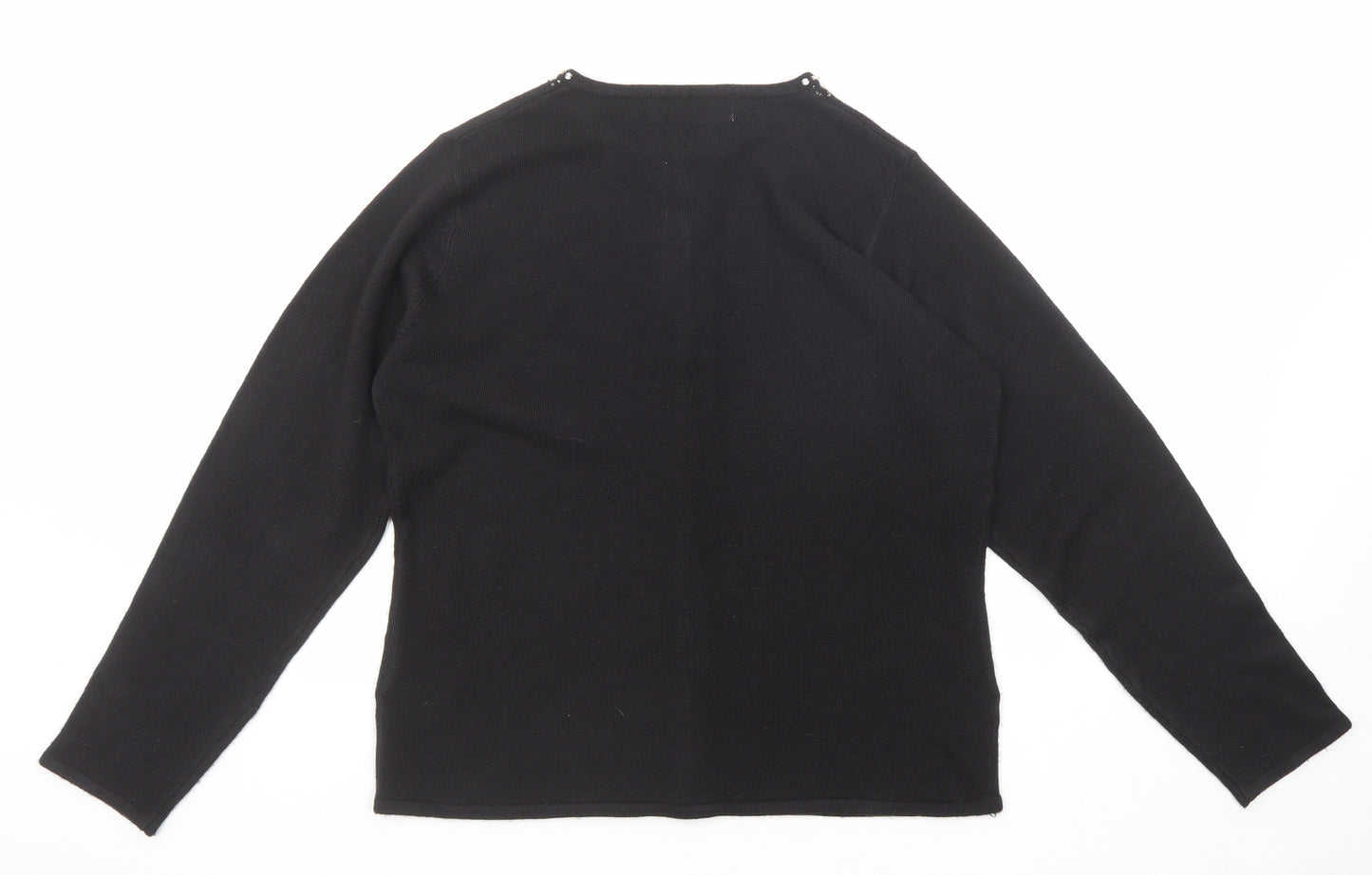 EWM Womens Black Round Neck Acrylic Cardigan Jumper Size 14 - Size 14-16