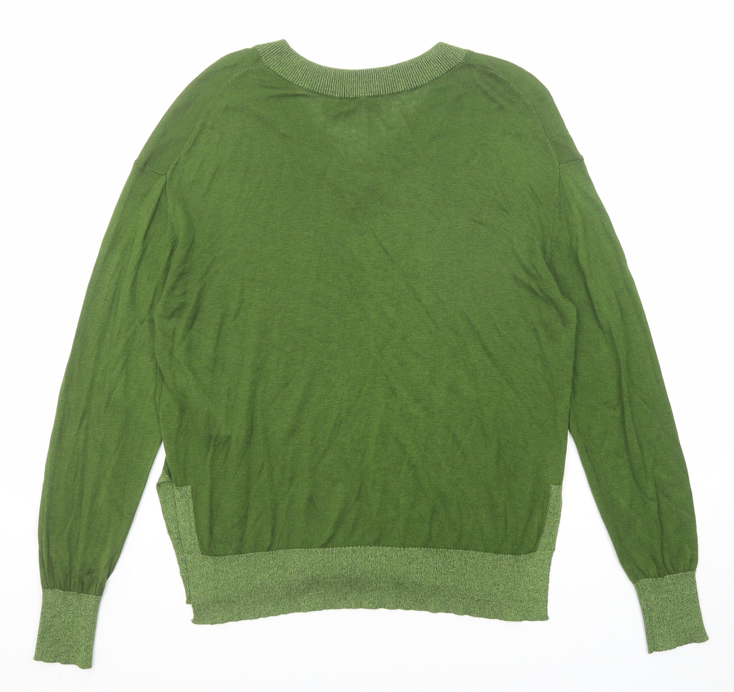 Soaked in Luxury Womens Green V-Neck Viscose Pullover Jumper Size XS