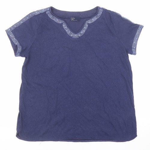 Gap Womens Blue Cotton Basic T-Shirt Size M V-Neck