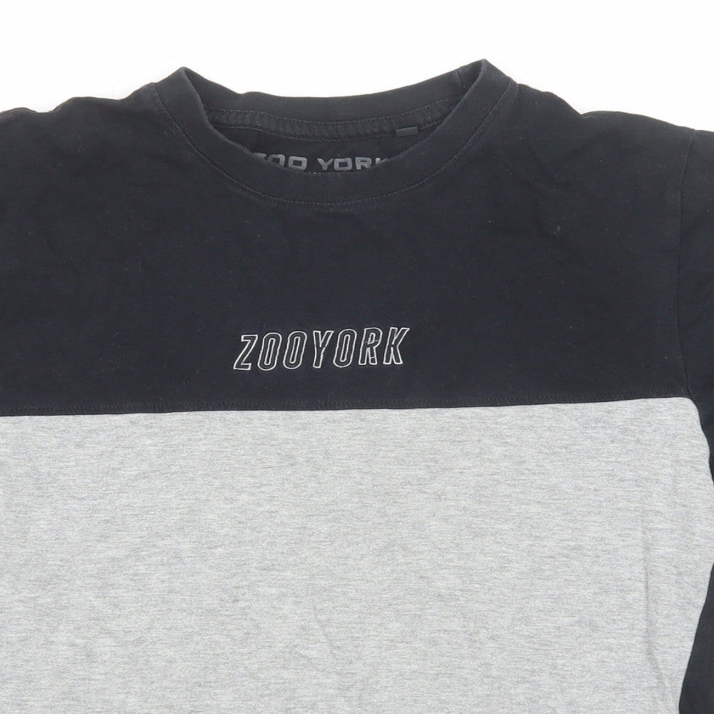 Zoo York Womens Grey Cotton Basic T-Shirt Size M Round Neck