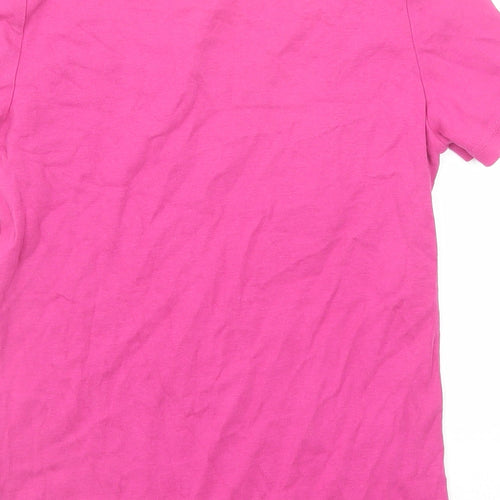Bonmarché Womens Pink Geometric Cotton Basic Blouse Size S Round Neck