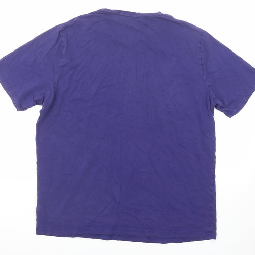 Marks and Spencer Mens Purple Cotton T-Shirt Size L Round Neck