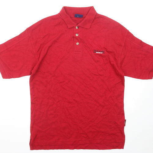 Donnay Mens Red Cotton Polo Size M Collared Button