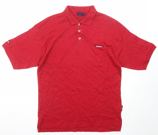 Donnay Mens Red Cotton Polo Size M Collared Button