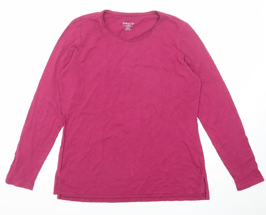 Orvis Womens Purple Cotton Basic T-Shirt Size M Round Neck