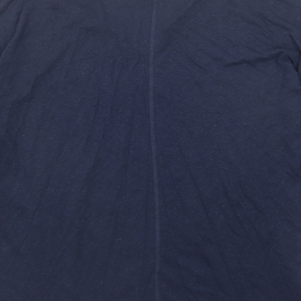 Marks and Spencer Womens Blue Linen Basic T-Shirt Size 8 V-Neck