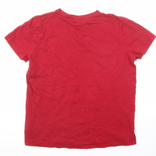 Lee Cooper Mens Red Cotton T-Shirt Size L Round Neck