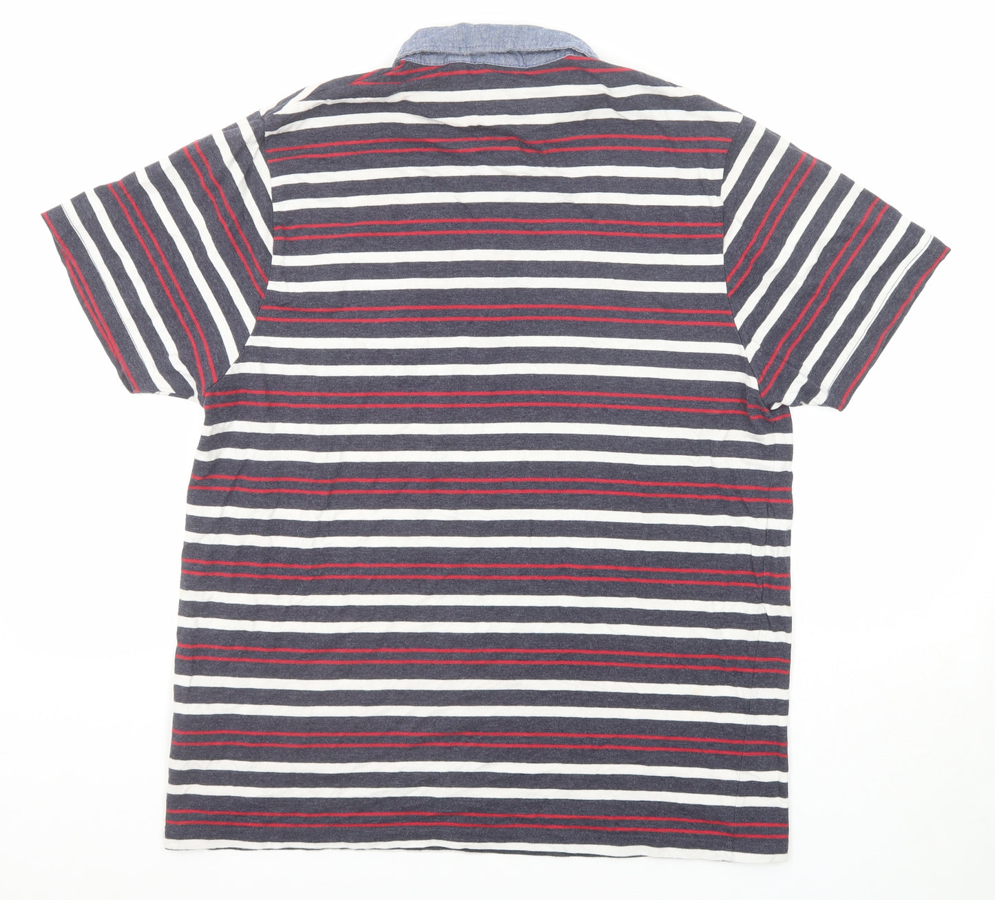 Lee Cooper Mens Multicoloured Striped Cotton Polo Size L Collared Button