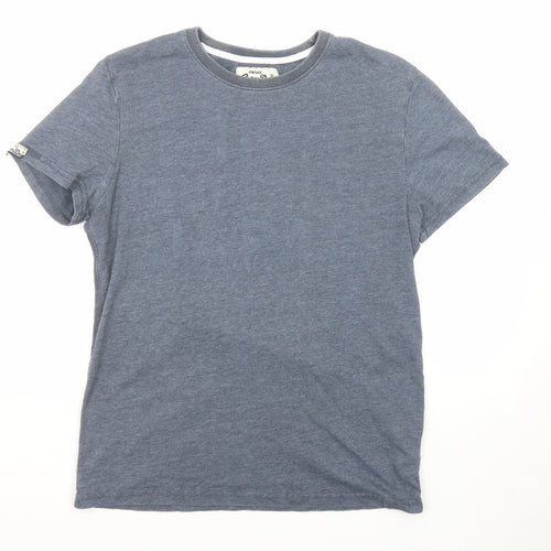 Superdry Mens Blue Cotton T-Shirt Size L Round Neck