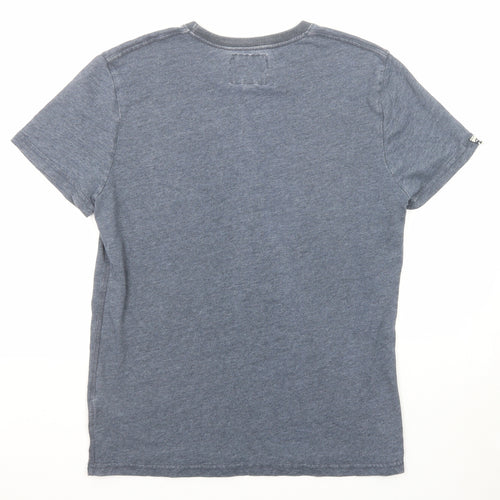 Superdry Mens Blue Cotton T-Shirt Size L Round Neck