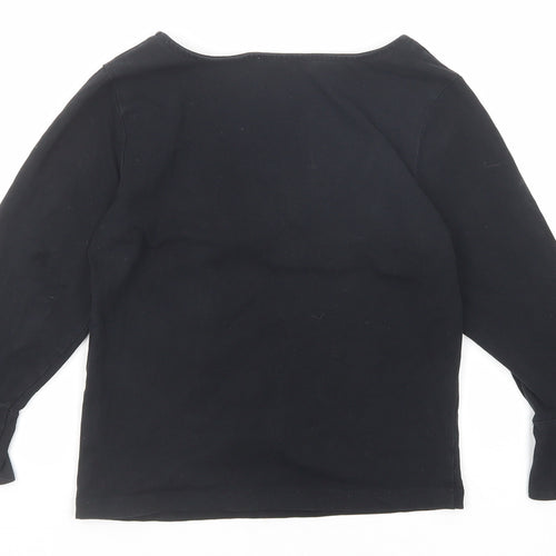 Zara Womens Black Polyester Basic Blouse Size S Scoop Neck - Ruffle Sleeve