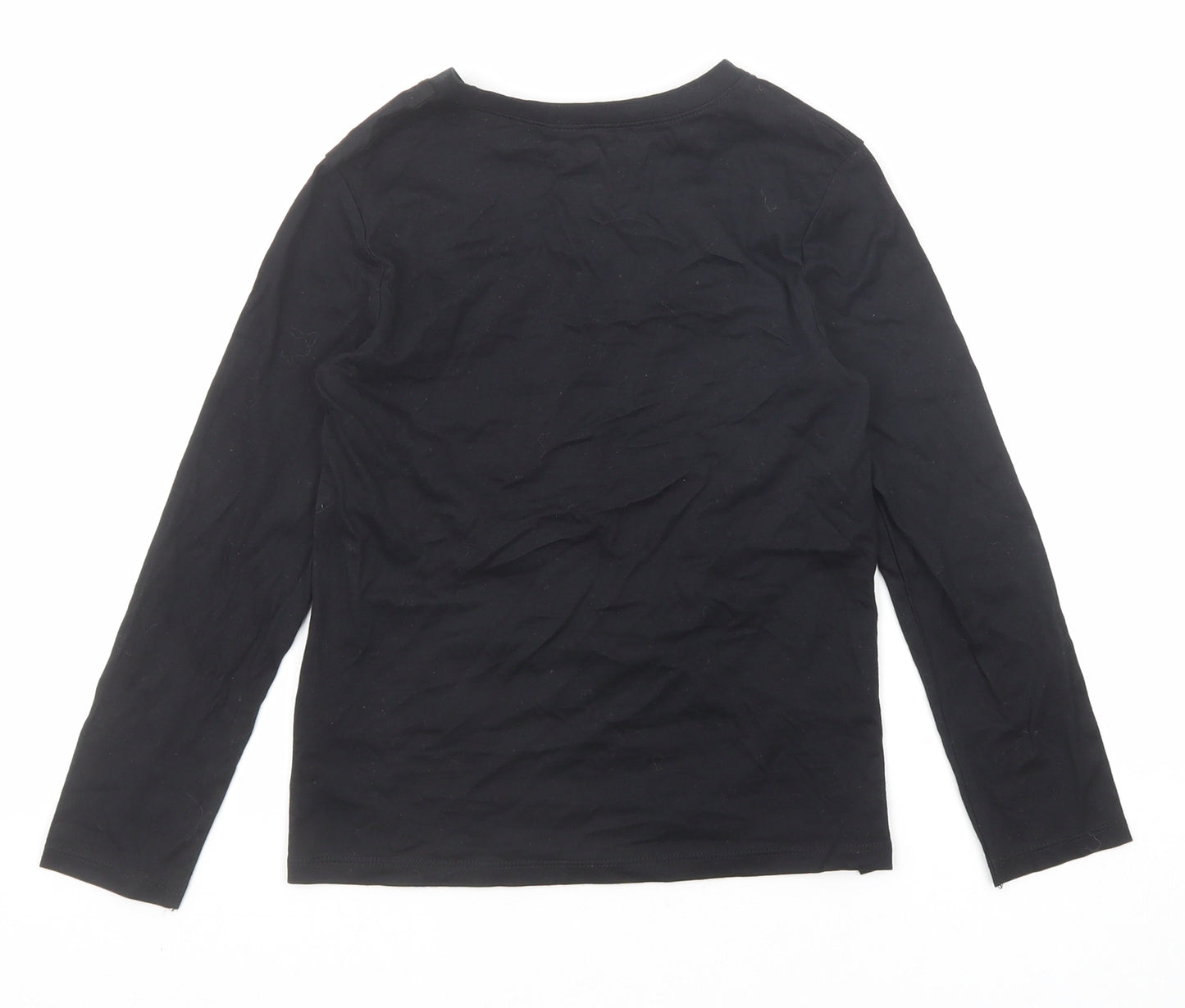 H&M Boys Black Cotton Basic T-Shirt Size 6-7 Years Round Neck Pullover - Skeleton Size 6-8 Years