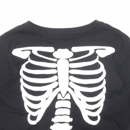 H&M Boys Black Cotton Basic T-Shirt Size 6-7 Years Round Neck Pullover - Skeleton Size 6-8 Years