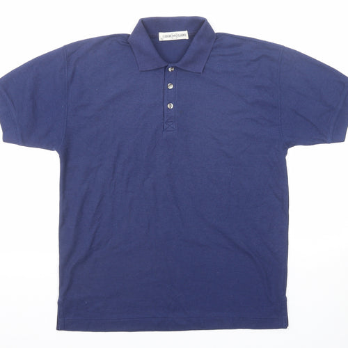Leisure Classics Mens Blue Polyester Polo Size S Collared Button