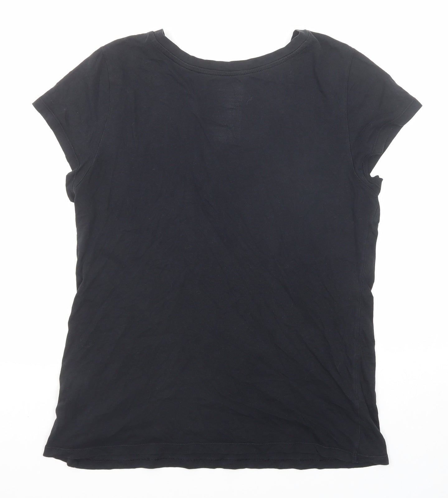 Gap Womens Black Cotton Basic T-Shirt Size M V-Neck