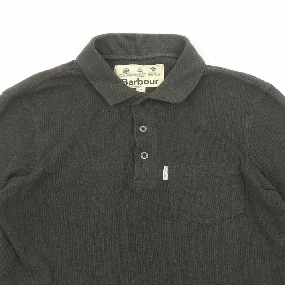 Barbour Mens Green Cotton Polo Size S Collared Button