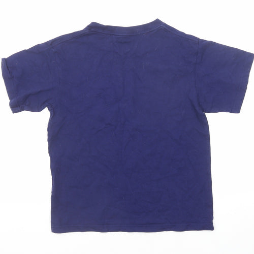 Uniqlo Boys Blue Cotton Basic T-Shirt Size 9-10 Years Round Neck Pullover - Minecraft