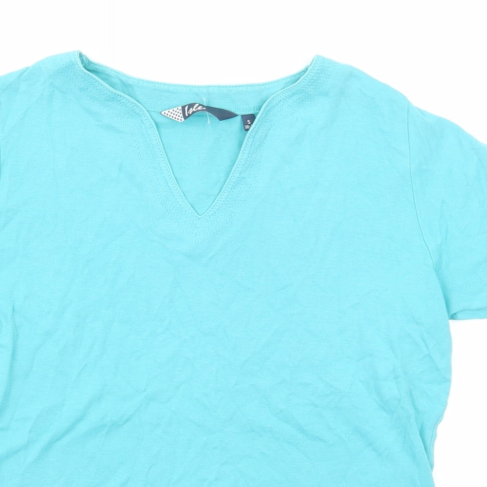 EWM Womens Blue Cotton Basic T-Shirt Size 10 V-Neck