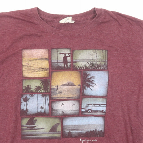 Pacific Creations Womens Red Cotton Basic T-Shirt Size M Crew Neck