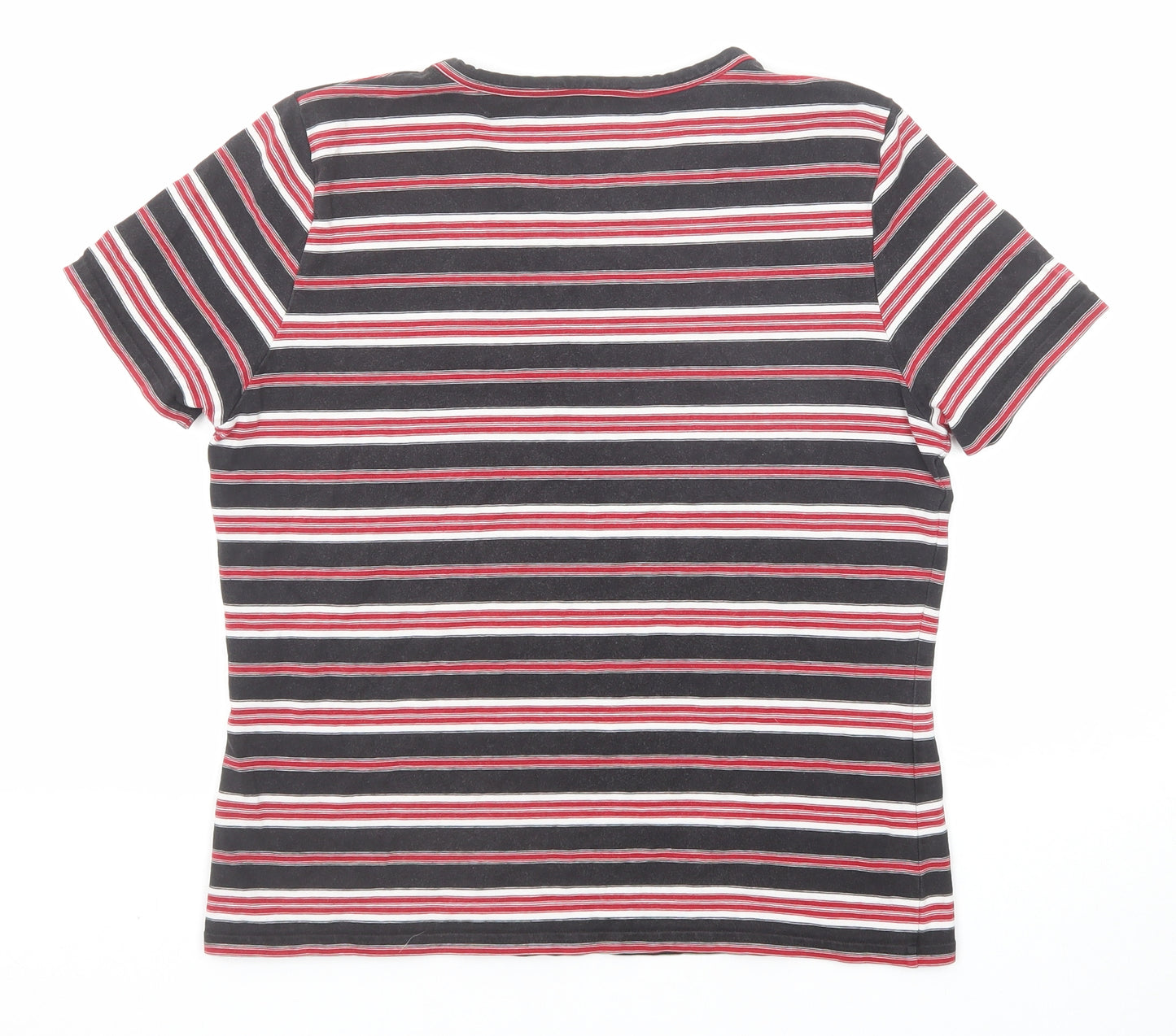 Laura Ashley Womens Multicoloured Striped Cotton Basic T-Shirt Size L Round Neck