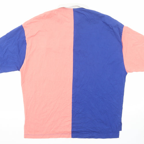 ASOS Mens Pink Colourblock Cotton Polo Size M Collared Button - Los Angeles