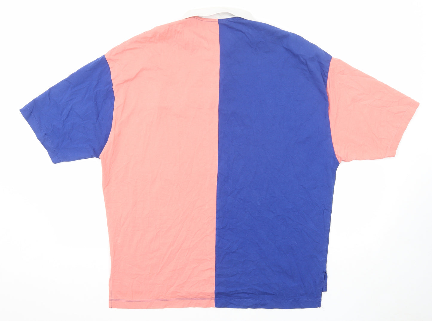 ASOS Mens Pink Colourblock Cotton Polo Size M Collared Button - Los Angeles