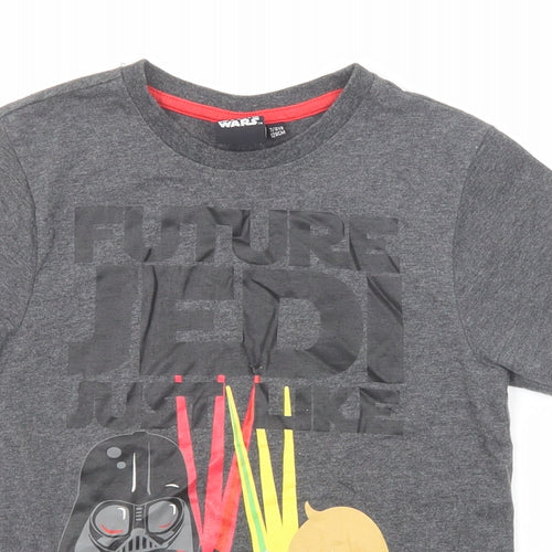 Star Wars Boys Grey Cotton Basic T-Shirt Size 7-8 Years Round Neck Pullover - Future Jed! Just Like Father
