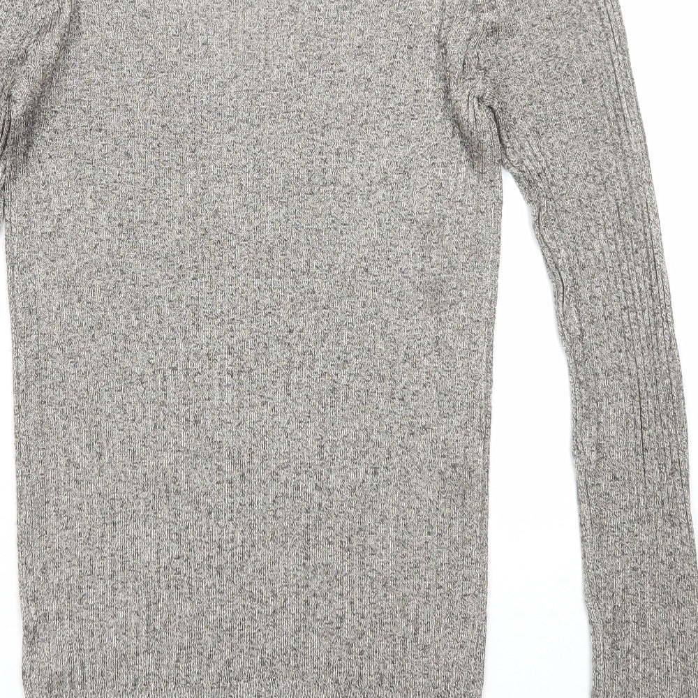 NEXT Womens Grey V-Neck Polyester Pullover Jumper Size 6